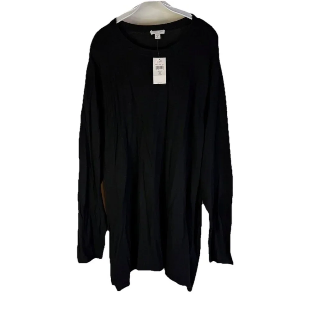 New J.Jill Cotton Lightweight Tunic Sweater Black - Picture 1 of 7